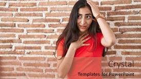  Presentation with flu virus - Presentation with young-teenager-girl-standing-over background and a coral colored foreground