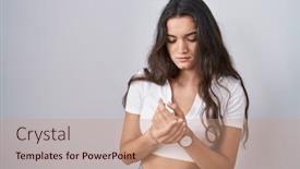  Presentation with arthritis - Presentation theme having young-teenager-girl-standing-over background and a coral colored foreground