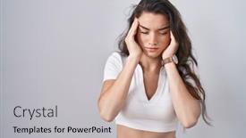  Presentation with headache - Presentation theme consisting of young-teenager-girl-standing-over background and a light gray colored foreground