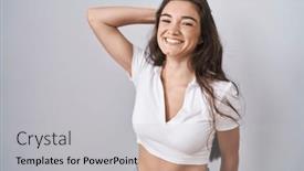  Presentation with hair - Presentation design with young-teenager-girl-standing-over background and a light gray colored foreground