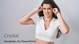  Presentation with deaf - PPT theme featuring young-teenager-girl-standing-over background and a light gray colored foreground