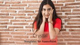  Presentation with sadness - Presentation theme featuring young-teenager-girl-standing-over background and a coral colored foreground