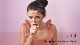  Presentation with naughty girl is standing - Presentation design consisting of young-teenager-girl-standing-over background and a coral colored foreground