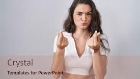  Presentation with salary - PPT layouts with young-teenager-girl-standing-over background and a coral colored foreground