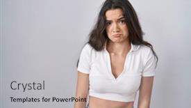  Presentation with sad girl - Slide set enhanced with young-teenager-girl-standing-over background and a light gray colored foreground