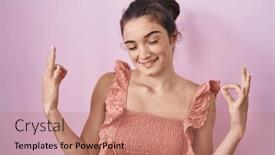  Presentation with meditation - Presentation theme enhanced with young-teenager-girl-standing-over background and a coral colored foreground