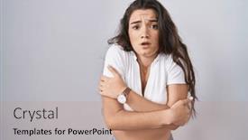  Presentation with sad girl - Theme having young-teenager-girl-standing-over background and a coral colored foreground