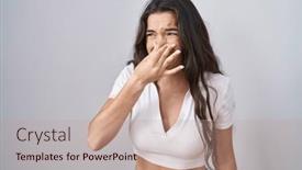  Presentation with bad breath - Presentation design having young-teenager-girl-standing-over background and a coral colored foreground