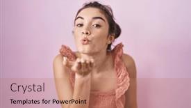  Presentation with kiss - Slides enhanced with young-teenager-girl-standing-over background and a  colored foreground