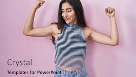  Presentation with army fitness - Presentation design having young-teenager-girl-wearing-casual background and a  colored foreground