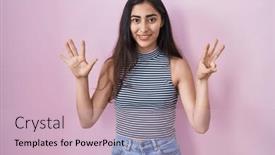  Presentation with eight - Presentation design consisting of young-teenager-girl-wearing-casual background and a soft green colored foreground