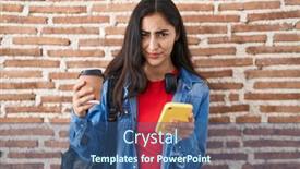  Presentation with happy young student girl holding - Presentation theme enhanced with young-teenager-girl-wearing-student background and a  colored foreground