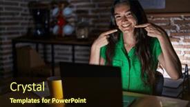  Presentation with dental office - PPT theme with young-teenager-girl-working and a wine colored foreground