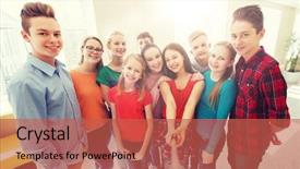  Presentation with school technology - Audience pleasing slide deck consisting of young teenagers - education school technology and people backdrop and a red colored foreground