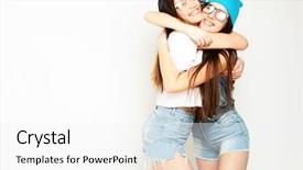  Presentation with teens - Presentation theme featuring young teenagers - emotions people teens and friendship background and a  colored foreground