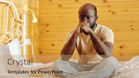  Presentation with jeans - Slide set with young-tense-man-in-jeans background and a coral colored foreground