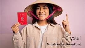  Presentation with traditional japan - Theme with young-thai-woman-wearing-traditional background and a coral colored foreground