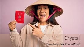  Presentation with traditional japan - Colorful slide set enhanced with young-thai-woman-wearing-traditional backdrop and a coral colored foreground