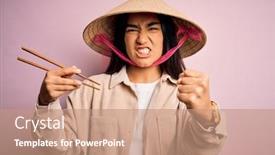  Presentation with thai food - Slide set consisting of young-thai-woman-wearing-traditional background and a coral colored foreground