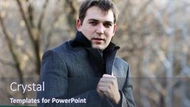  Presentation with young grey maine coon cat - Audience pleasing presentation theme consisting of young the man in a grey coat in autumn park backdrop and a tawny brown colored foreground