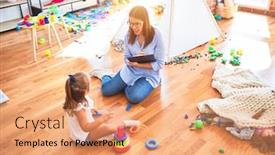  Presentation with taking notes - Presentation design consisting of young-therapist-woman-speaking background and a coral colored foreground