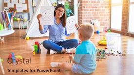  Presentation with woman child - Theme consisting of young-therapist-woman-speaking background and a coral colored foreground