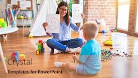  Presentation with woman child - Amazing slide set having young-therapist-woman-speaking backdrop and a coral colored foreground