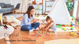  Presentation with taking notes - Beautiful PPT layouts featuring young-therapist-woman-speaking backdrop and a coral colored foreground