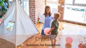  Presentation with behaviour - Audience pleasing presentation theme consisting of young-therapist-woman-speaking backdrop and a coral colored foreground