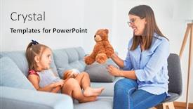  Presentation with animal behaviour - Beautiful PPT theme featuring young-therapist-woman-speaking backdrop and a light gray colored foreground