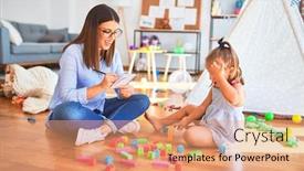  Presentation with taking notes - PPT layouts consisting of young-therapist-woman-speaking background and a coral colored foreground