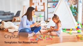  Presentation with taking notes - Cool new theme with young-therapist-woman-speaking backdrop and a coral colored foreground