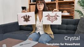  Presentation with working - Slides having young-therapist-woman-working background and a dark gray colored foreground