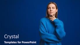  Presentation with blue - Slide deck with young-thoughtful-beautiful-girl-touching background and a navy blue colored foreground