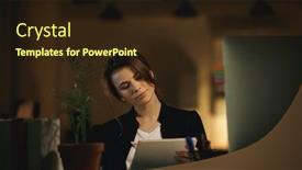  Presentation with new office - Presentation design with young-thoughtful-woman-designer-drawing background and a wine colored foreground