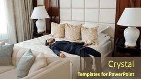  Presentation with five star - PPT theme with young-tired-businessman-in-formalwear background and a violet colored foreground