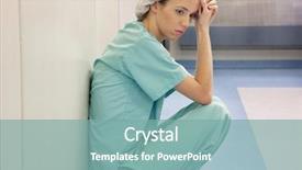  Presentation with surgery - Theme with young tired doctor or nurse background and a seafoam green colored foreground