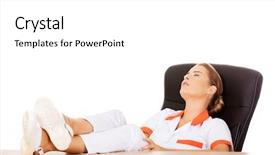  Presentation with worried young female college student - Cool new slides with young tired female doctor sleeping backdrop and a white colored foreground