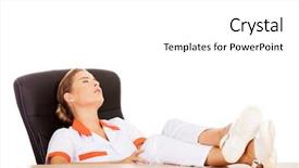  Presentation with worried young female college student - Audience pleasing slide deck consisting of young tired female doctor sleeping backdrop and a white colored foreground