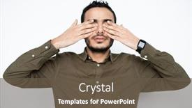  Presentation with isolation - Colorful presentation theme enhanced with young-tired-man-in-shirt backdrop and a tawny brown colored foreground