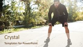  Presentation with tired runner - Colorful PPT theme enhanced with young tired runner in park backdrop and a  colored foreground