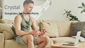  Presentation with video training - Presentation consisting of young-tired-sportsman-with-bottle background and a light gray colored foreground