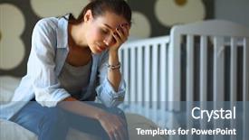  Presentation with caring - Beautiful theme featuring young tired woman sitting backdrop and a seafoam green colored foreground