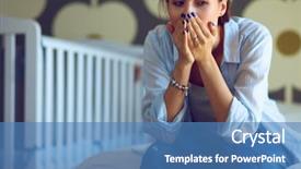  Presentation with caring - Slide deck featuring young tired woman sitting background and a teal colored foreground