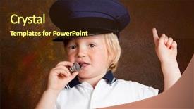  Presentation with whistle - PPT layouts with young toddler boy with police background and a  colored foreground