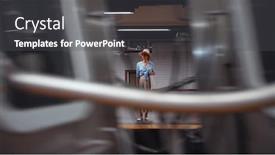  Presentation with new york city subway station - Colorful presentation enhanced with young-tourist-at-the-station backdrop and a dark gray colored foreground