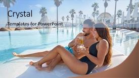  Presentation with infinity - PPT layouts enhanced with young tourist couple on infinity background and a light blue colored foreground