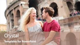  Presentation with young happy couple - Slide set having young tourist traveling in italy background and a  colored foreground