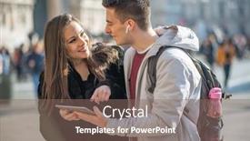  Presentation with tourists - PPT theme with young-tourists-couple-using background and a violet colored foreground