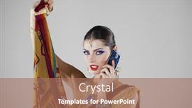  Presentation with indian traditional - Presentation design consisting of young traditional asian indian woman calling by phone background and a coral colored foreground